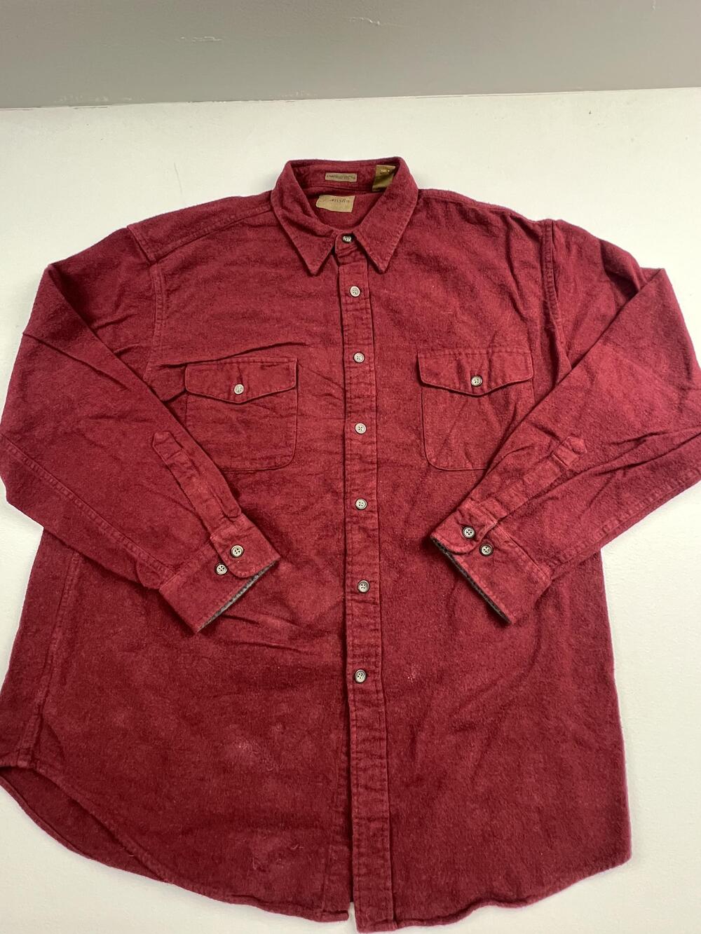 St. John's Bay Shirt Mens XL Red Chamois Cloth Long Sleeve Flannel Casual
